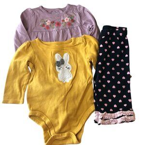 Baby Girls 6-9m 3 Piece Clothing Lot Pants One Pieces